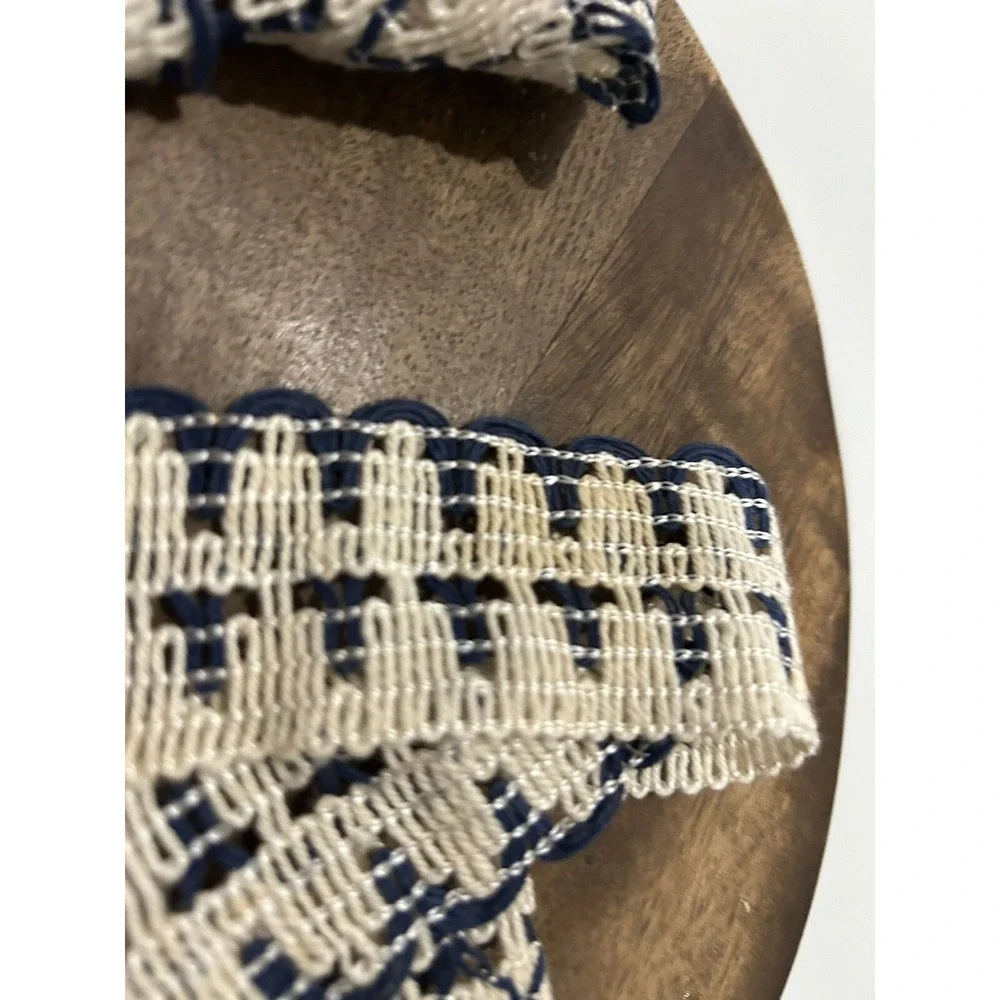 Vtg MCM Retro Color‎ Something Blue Crochet Trim Edge Boho Cottage Crafting READ